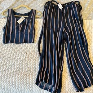 Abercrombie & Fitch Blue snd Red Stripe V-Neck Tank and Palazzo Pant Set
